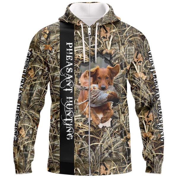 Pheasant Hunting Dog Zipper Hoodie, Dog Zipper Hoodie For Humans