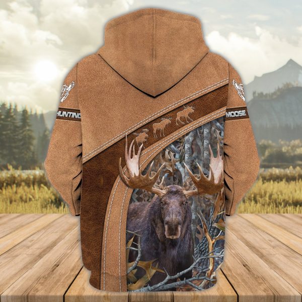 Moose Hunting – Personalized Name 3D Zipper hoodie – Tad 134