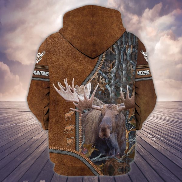 Moose Hunting Camouflage Pattern Personalized 3D Zipper Hoodie 02